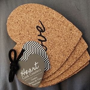 Lot of 3 Heart ❤️ Cork Coaster Set (Total 12 Coasters) Valentine's Day